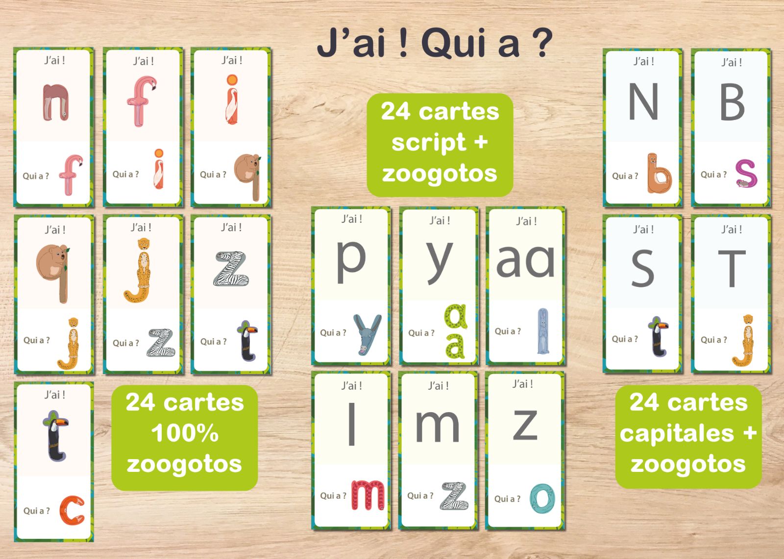 Carte de jeu "J'ai ! Qui a ?" des zoogotos